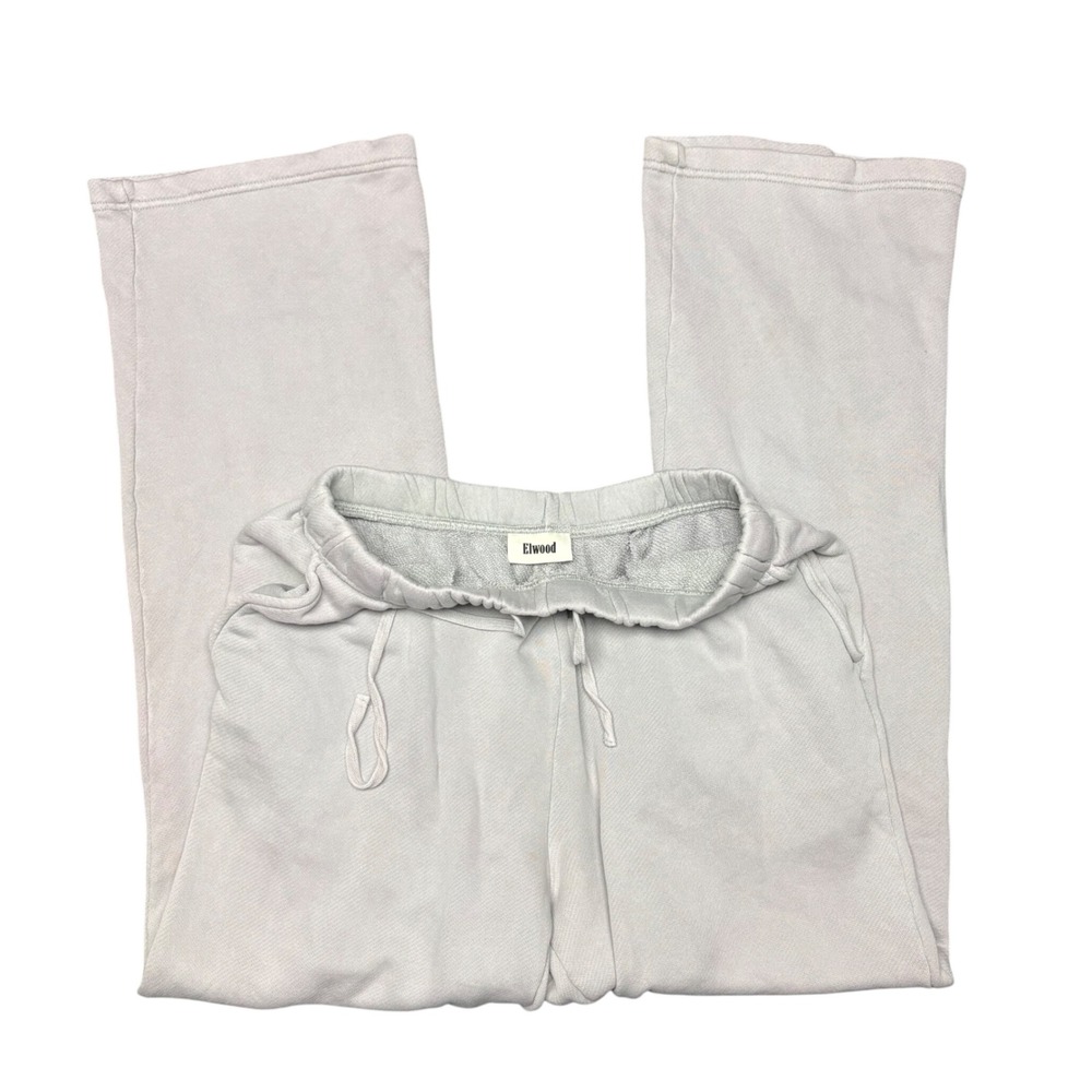 Elwood Mens Organic Cotton Wide Leg Sweatpants Grey Relaxed Fit Joggers Size M